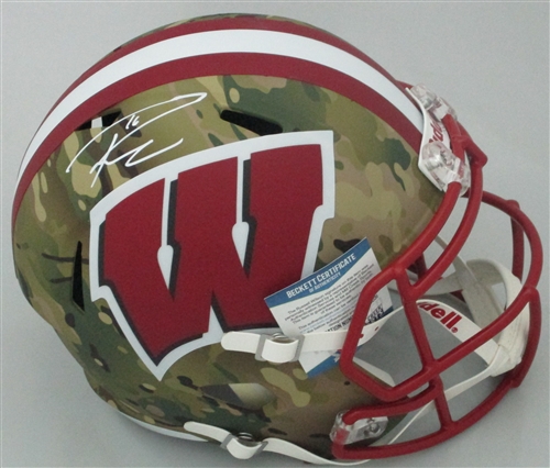 RUSSELL WILSON SIGNED FULL SIZE WI BADGERS CAMO SPEED REPLICA HELMET - BCA RUSSELL WILSON SIGNED FULL SIZE WI BADGERS CAMO SPEED REPLICA HELMET - BCA