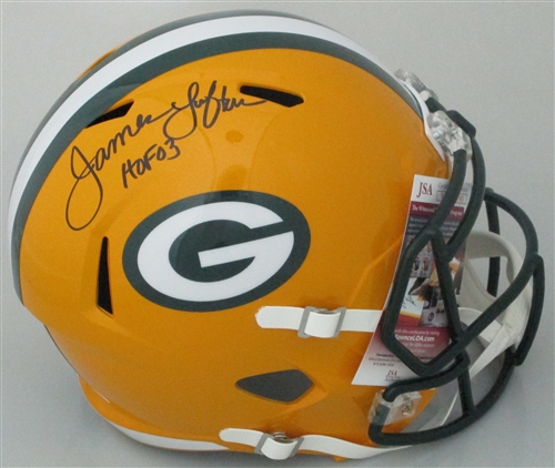JAMES LOFTON SIGNED FULL SIZE PACKERS REPLICA SPEED HELMET W/ HOF 03 - JSA JAMES LOFTON SIGNED FULL SIZE PACKERS REPLICA SPEED HELMET W/ HOF 03 - JSA