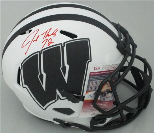 JOE THOMAS SIGNED FULL SIZE WI BADGERS REPLICA LUNAR SPEED HELMET - JSA JOE THOMAS SIGNED FULL SIZE WI BADGERS REPLICA LUNAR SPEED HELMET - JSA