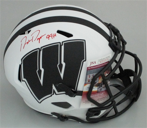 RON DAYNE SIGNED FULL SIZE WI BADGERS REPLICA LUNAR SPEED HELMET W/ 99H - JSA