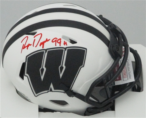 RON DAYNE SIGNED RIDDELL WI BADGERS LUNAR SPEED MINI HELMET W/ 99H - JSA