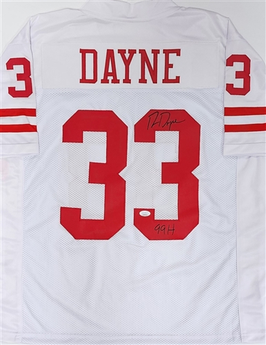 RON DAYNE SIGNED CUSTOM REPLICA WI BADGERS WHITE JERSEY W/ 99H - JSA
