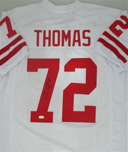 JOE THOMAS SIGNED CUSTOM REPLICA WI BADGERS WHITE JERSEY - JSA