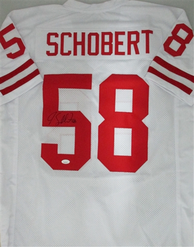 JOE SCHOBERT SIGNED CUSTOM REPLICA WI BADGERS WHITE JERSEY - JSA