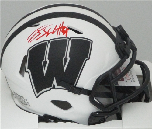 JJ WATT SIGNED WI BADGERS LUNAR SPEED MINI HELMET - JSA