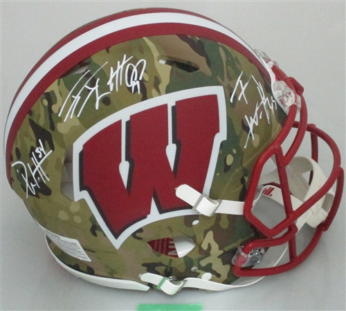 JJ WATT, TJ WATT & DEREK WATT TRIPLE SIGNED FULL SIZE WI BADGERS AUTHENTIC CAMO SPEED HELMET - JSA JJ WATT, TJ WATT & DEREK WATT TRIPLE SIGNED FULL SIZE WI BADGERS AUTHENTIC CAMO SPEED HELMET - JSA