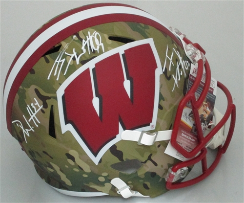 JJ WATT, TJ WATT & DEREK WATT TRIPLE SIGNED FULL SIZE WI BADGERS REPLICA CAMO SPEED HELMET - JSA JJ WATT, TJ WATT & DEREK WATT TRIPLE SIGNED FULL SIZE WI BADGERS REPLICA CAMO SPEED HELMET - JSA