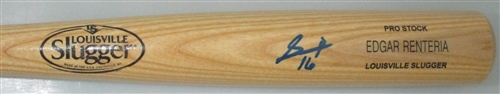 EDGAR RENTERIA SIGNED LOUISVILLE SLUGGER NAME ENGRAVED BLONDE BAT - GIANTS - JSA