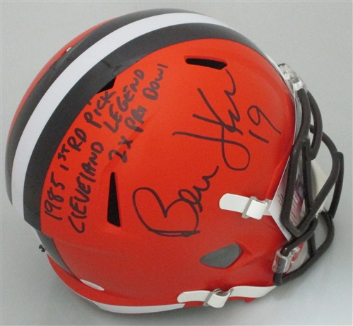 BERNIE KOSAR SIGNED FULL SIZE BROWNS SPEED REPLICA HELMET W/ SCRIPTS - JSA