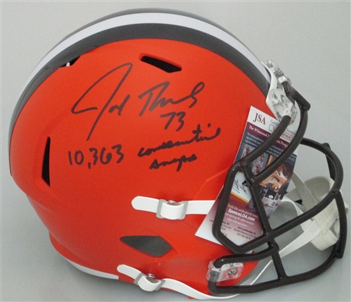 JOE THOMAS SIGNED BROWNS FULL SIZE REPLICA SPEED HELMET W/ 10363 SNAPS - JSA JOE THOMAS SIGNED BROWNS FULL SIZE REPLICA SPEED HELMET W/ 10363 SNAPS - JSA
