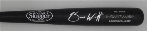 BRANDON WOODRUFF SIGNED LOUISVILLE SLUGGER NAME ENGRAVED BLACK BAT - JSA BRANDON WOODRUFF SIGNED LOUISVILLE SLUGGER NAME ENGRAVED BLACK BAT - JSA