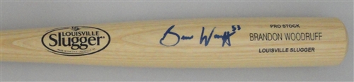 BRANDON WOODRUFF SIGNED LOUISVILLE SLUGGER NAME ENGRAVED BLONDE BAT - JSA BRANDON WOODRUFF SIGNED LOUISVILLE SLUGGER NAME ENGRAVED BLONDE BAT - JSA