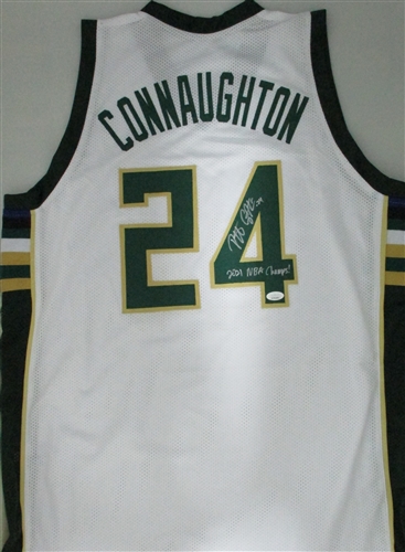 PAT CONNAUGHTON SIGNED CUSTOM REPLICA BUCKS WHITE JERSEY W/ NBA CHAMPS - JSA PAT CONNAUGHTON SIGNED CUSTOM REPLICA BUCKS WHITE JERSEY W/ NBA CHAMPS - JSA