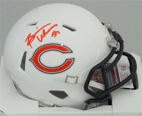BRIAN URLACHER SIGNED BEARS FLAT WHITE MINI HELMET - JSA