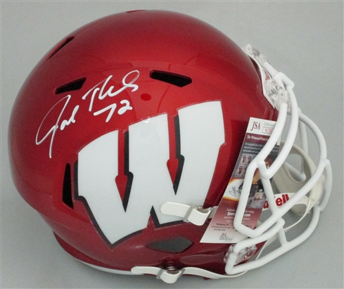 JOE THOMAS SIGNED FULL SIZE WI BADGERS REPLICA FLASH SPEED HELMET - JSA JOE THOMAS SIGNED FULL SIZE WI BADGERS REPLICA FLASH SPEED HELMET - JSA