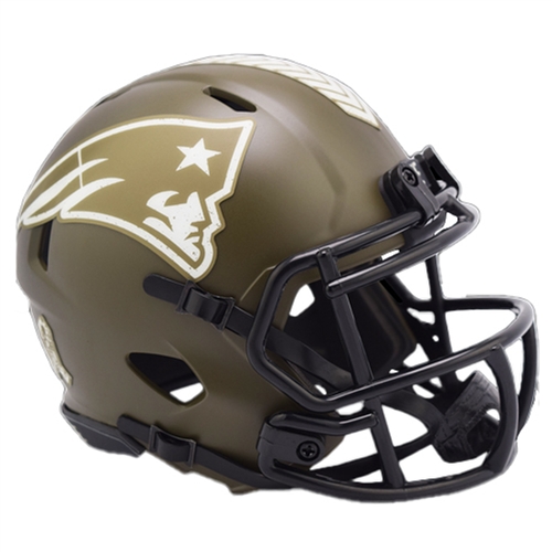 NEW ENGLAND PATRIOTS UNSIGNED RIDDELL NFL SALUTE TO SERVICE SPEED MINI HELMET