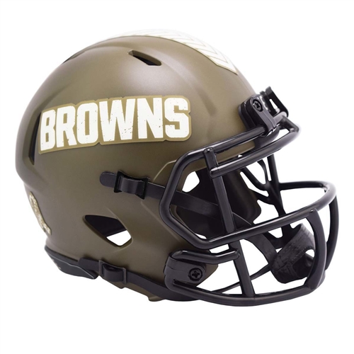 CLEVELAND BROWNS UNSIGNED RIDDELL NFL SALUTE TO SERVICE SPEED MINI HELMET