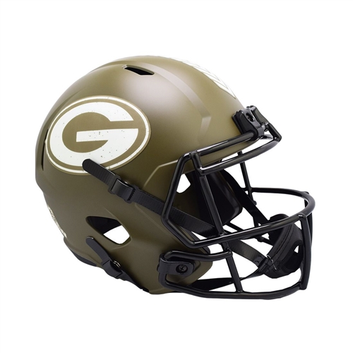 GREEN BAY PACKERS UNSIGNED RIDDELL FULL SIZE NFL SALUTE TO SERVICE REPLICA SPEED HELMET GREEN BAY PACKERS UNSIGNED RIDDELL FULL SIZE NFL SALUTE TO SERVICE REPLICA SPEED HELMET