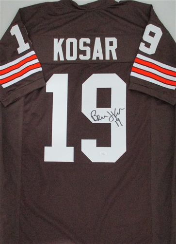 BERNIE KOSAR SIGNED CUSTOM REPLICA BROWNS BROWN JERSEY - JSA