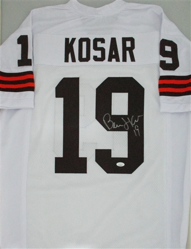 BERNIE KOSAR SIGNED CUSTOM REPLICA BROWNS WHITE JERSEY - JSA
