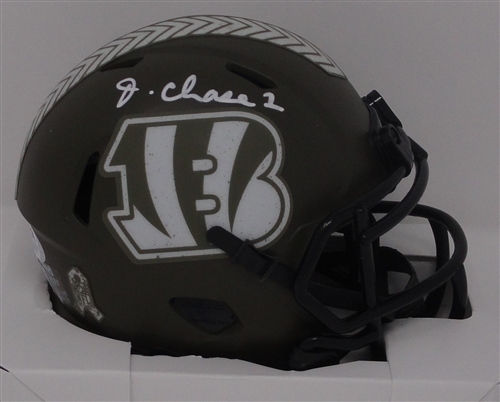 JA'MARR CHASE SIGNED BENGALS SALUTE TO SERVICE SPEED MINI HELMET - PSA
