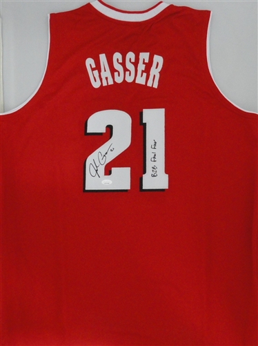 JOSH GASSER SIGNED CUSTOM REPLICA WI BADGERS RED JERSEY W/ SCRIPT - JSA