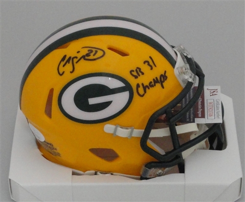 CRAIG NEWSOME SIGNED PACKERS SPEED MINI HELMET W/ SB 31 - JSA