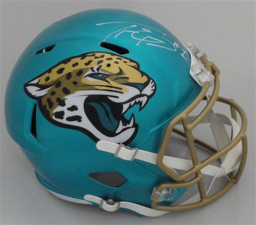 TRAVIS ETIENNE SIGNED FULL SIZE JAGUARS FLASH REPLICA SPEED HELMET - BAS