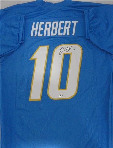 JUSTIN HERBERT SIGNED CUSTOM REPLICA LA CHARGERS  JERSEY - BAS