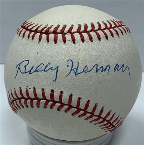 BILLY HERMAN (D) SIGNED OFFICIAL NATIONAL LEAGUE BASEBALL - DODGERS - CUBS - JSA BILLY HERMAN (D) SIGNED OFFICIAL NATIONAL LEAGUE BASEBALL - DODGERS - CUBS - JSA