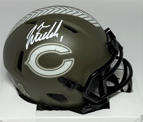JUSTIN FIELDS SIGNED BEARS SALUTE SPEED MINI HELMET - BAS