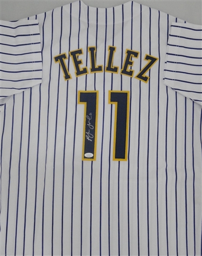 ROWDY TELLEZ SIGNED CUSTOM REPLICA BREWERS PINSTRIPE JERSEY - JSA ROWDY TELLEZ SIGNED CUSTOM REPLICA BREWERS PINSTRIPE JERSEY - JSA