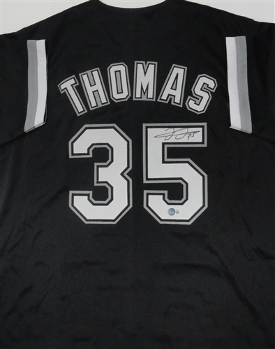 FRANK THOMAS SIGNED CUSTOM REPLICA WHITE SOX BLACK JERSEY - BAS