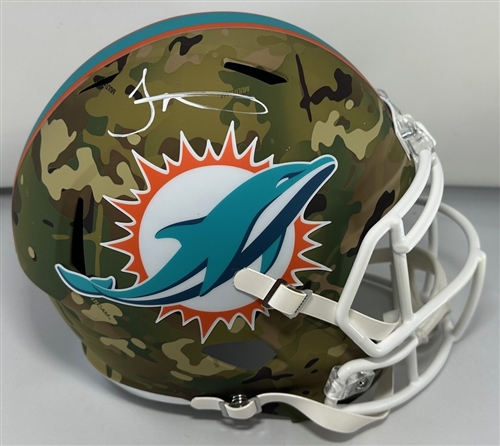TYREEK HILL SIGNED FULL SIZE DOLPHINS CAMO REPLICA SPEED HELMET - BAS