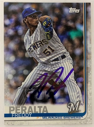 FREDDY PERALTA SIGNED 2019 TOPPS SERIES TWO BREWERS CARD #627