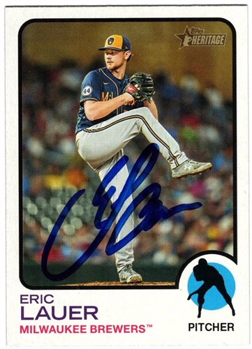 ERIC LAUER SIGNED 2022 TOPPS HERITAGE BREWERS CARD #336