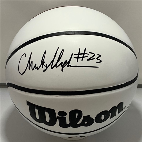 CHUCKY HEPBURN SIGNED FULL SIZE WILSON WHITE PANEL BASKETBALL - JSA CHUCKY HEPBURN SIGNED FULL SIZE WILSON WHITE PANEL BASKETBALL - JSA