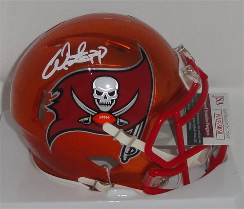 WARREN SAPP SIGNED BUCCANEERS FLASH SPEED MINI HELMET - JSA