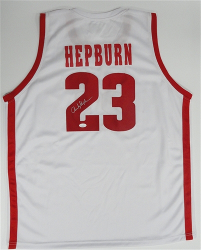 CHUCKY HEPBURN SIGNED CUSTOM REPLICA WI BADGERS WHITE JERSEY - JSA