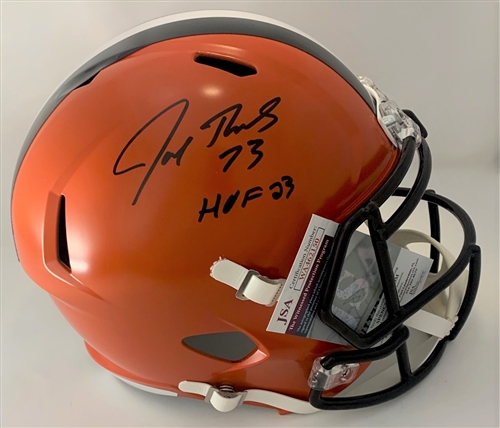 JOE THOMAS SIGNED FULL SIZE REPLICA SPEED BROWNS HELMET W/ HOF '23 - JSA