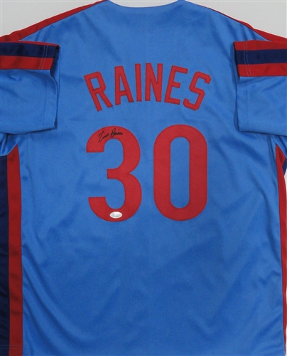 TIM RAINES SIGNED CUSTOM REPLICA EXPOS BLUE JERSEY - JSA