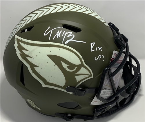 TREY MCBRIDE SIGNED FULL SIZE AZ CARDINALS SALUTE REPLICA SPEED HELMET - JSA TREY MCBRIDE SIGNED FULL SIZE AZ CARDINALS SALUTE REPLICA SPEED HELMET - JSA