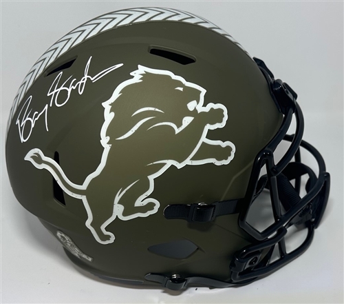 BARRY SANDERS SIGNED FULL SIZE REPLICA LIONS SALUTE SPEED HELMET - JSA