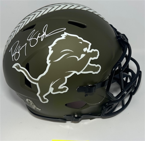 BARRY SANDERS SIGNED FULL SIZE LIONS SALUTE AUTHENTIC SPEED HELMET - JSA