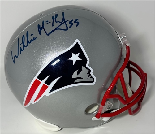 WILLIE McGINEST SIGNED FULL SIZE PATRIOTS REPLICA VSR4 HELMET - JSA