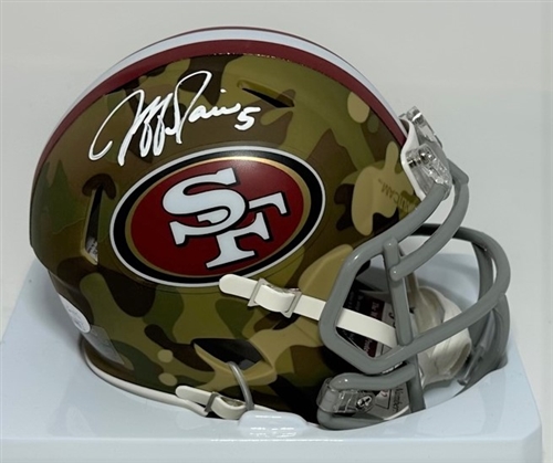 JEFF GARCIA SIGNED SAN FRANCISCO 49ERS CAMO SPEED MINI HELMET - JSA