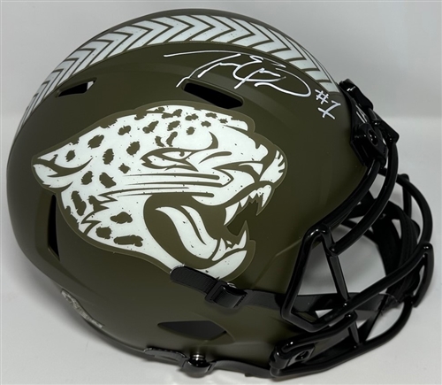 TRAVIS ETIENNE SIGNED FULL SIZE JAGUARS SALUTE REPLICA SPEED HELMET - BAS