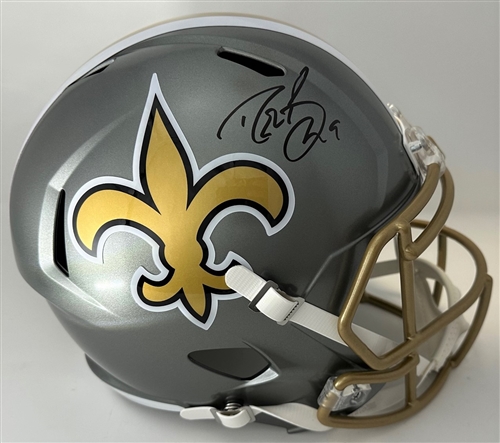 DREW BREES SIGNED FULL SIZE SAINTS REPLICA FLASH HELMET - BCA