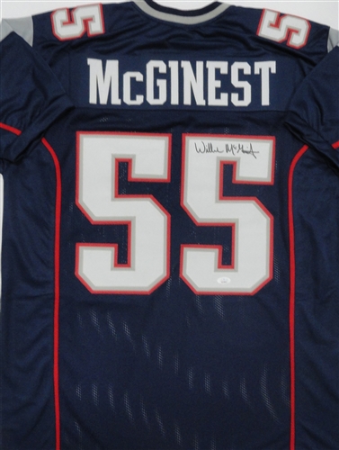 WILLIE McGINEST SIGNED CUSTOM REPLICA PATRIOTS JERSEY - JSA