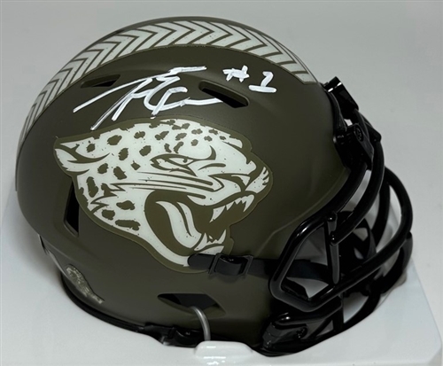 TRAVIS ETIENNE SIGNED JAGUARS SALUTE MINI HELMET - BAS